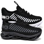 kit 2 Tênis Infantil Evoltenn Sola Trança Escolar Black e Preto Branco