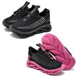 kit 2 Tênis Infantil Evoltenn Sola Trança Escolar Black e Preto Pink