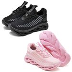 kit 2 Tênis Infantil Evoltenn Sola Trança Escolar Black e Rosa