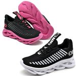 kit 2 Tênis Infantil Evoltenn Sola Trança Escolar Preto Branco e Preto Pink