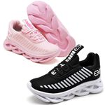 kit 2 Tênis Infantil Evoltenn Sola Trança Escolar Preto Branco e Rosa