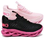 kit 2 Tênis Infantil Evoltenn Sola Trança Escolar Rosa e Preto Pink