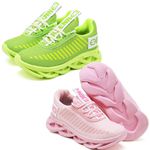 kit 2 Tênis Infantil Evoltenn Sola Trança Escolar Rosa e Verde