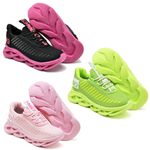 kit 3 Tênis Infantil Evoltenn Sola Trança Escolar Rosa, Verde e Preto Pink