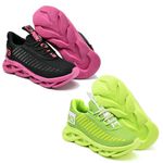 kit 2 Tênis Infantil Evoltenn Sola Trança Escolar Verde e Preto Pink