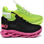 kit 2 Tênis Infantil Evoltenn Sola Trança Escolar Verde e Preto Pink