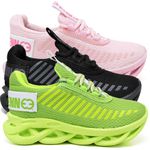 kit 3 Tênis Infantil Evoltenn Sola Trança Escolar Black, Rosa e Verde
