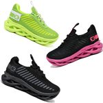 kit 3 Tênis Infantil Evoltenn Sola Trança Escolar Black, Verde e Preto Pink