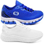 Kit 2 Tênis Infantil Evoltenn Confortável Modelos Diferentes Azul e Branco