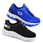 Kit 2 Tênis Infantil Evoltenn Confortável Modelos Diferentes Azul e Preto Branco