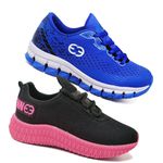 Kit 2 Tênis Infantil Evoltenn Confortável Modelos Diferentes Azul e Preto Rosa