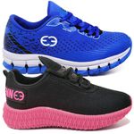 Kit 2 Tênis Infantil Evoltenn Confortável Modelos Diferentes Azul e Preto Rosa
