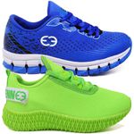 Kit 2 Tênis Infantil Evoltenn Confortável Modelos Diferentes Azul e Verde