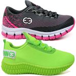 Kit 2 Tênis Infantil Evoltenn Confortável Modelos Diferentes Cinza e Verde