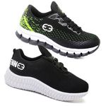Kit 2 Tênis Infantil Evoltenn Confortável Modelos Diferentes Verde e Preto Branco