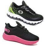 Kit 2 Tênis Infantil Evoltenn Confortável Modelos Diferentes Verde e Preto Rosa