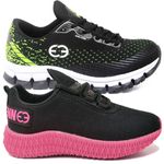 Kit 2 Tênis Infantil Evoltenn Confortável Modelos Diferentes Verde e Preto Rosa
