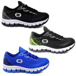 Kit 3 Tênis Infantil Evoltenn Impacto Azul, Preto e Verde