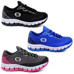 Kit 3 Tênis Infantil Evoltenn Impacto Cinza, Azul e Preto