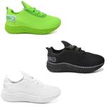 Kit 3 Tênis Infantil Esportivo Colmeia Branco, Black e Verde