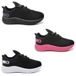 Kit 3 Tênis Infantil Esportivo Colmeia Preto Branco, Black e Preto Rosa