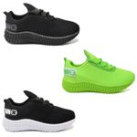 Kit 3 Tênis Infantil Esportivo Colmeia Preto Branco, Black e Verde