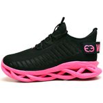 Tênis Easy Style Feminino Evoltenn Solado Trançado Preto Pink