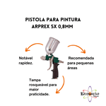 Pistola Para Pintura Arprex 5x 0,8mm Caneca Alumínio