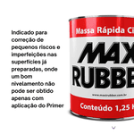 Massa Rápida Cinza 1,25Kg Maxi Rubber Correção Automotiva