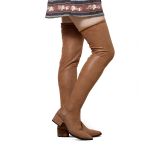 Bota Feminina Over The Knee Cano Longo Colado Bico Fino Salto Baixo 