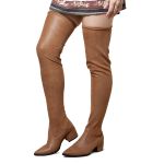 Bota Feminina Over The Knee Cano Longo Colado Bico Fino Salto Baixo 