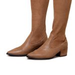 Bota Feminina Over The Knee Cano Longo Colado Bico Fino Salto Baixo 