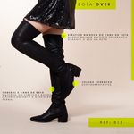 Bota Feminina Over The Knee Cano Longo Colado Bico Fino Salto Baixo