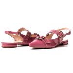 Sapatilha Feminina Bico Fino Com Ilhós E Fivelas Slingback