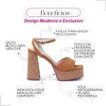 Sandália Meia Pata Feminina FH Salto Grosso Suede Caramelo 