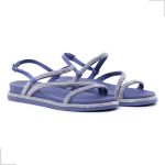 Rasteira Papete Feminina Fabi Herzer Birken Tiras Finas Com Strass Azul