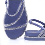 Rasteira Papete Feminina Fabi Herzer Birken Tiras Finas Com Strass Azul