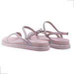 Rasteira Papete Feminina Nude Fabi Herzer Birken Tiras Finas Com Strass 