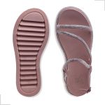 Rasteira Papete Feminina Nude Fabi Herzer Birken Tiras Finas Com Strass 