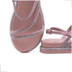 Rasteira Papete Feminina Nude Fabi Herzer Birken Tiras Finas Com Strass 