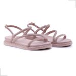 Rasteira Papete Feminina Fabi Herzer Birken Tiras Finas Com Strass Nude