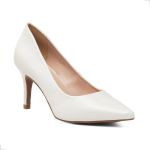 Sapato Feminino Scarpin Off White Bico Fino Salto Fino 