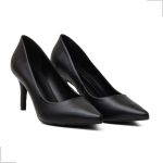 Sapato Feminino Scarpin Preto Bico Fino Salto Fino 