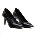 Sapato Feminino Scarpin Verniz Preto Bico Fino Salto Fino