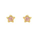 Brinco De Ouro 18k Estrela Rosa De 5mm