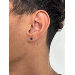 Brinco Masculino Individual De Ouro 18k Zircônia Safira De 4mm