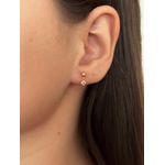 Brinco De Ouro 18k Com Pedra De Zircônia Rosa Coração 3mm
