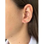 Brinco De Ouro 18k Com Pedra De Zircônia Rosa Coração 4mm