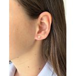 Brinco De Ouro 18k Coração de Zircônia Branca 5,0mm