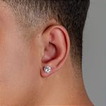 Brinco Masculino Individual De Ouro 18k Zircônia De 6,0 mm 
